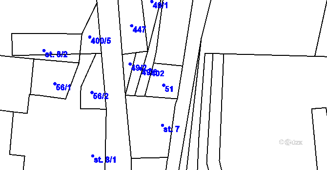 Parcela st. 51 v KÚ Rtyně, Katastrální mapa