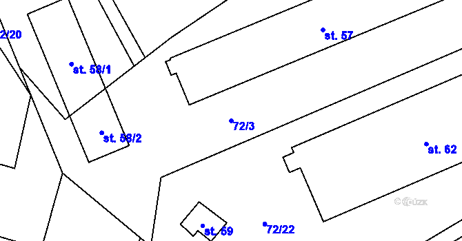Parcela st. 72/3 v KÚ Rtyně, Katastrální mapa