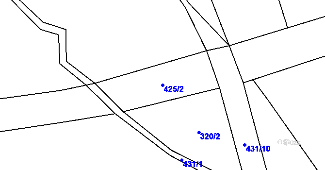 Parcela st. 425/2 v KÚ Rtyně, Katastrální mapa
