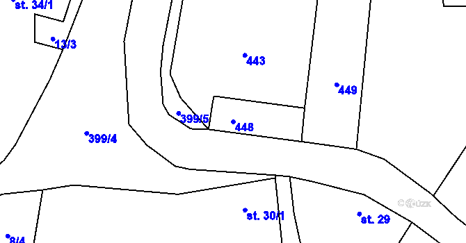 Parcela st. 448 v KÚ Rtyně, Katastrální mapa