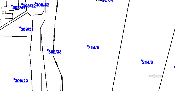 Parcela st. 214/5 v KÚ Vestec u Jaroměře, Katastrální mapa