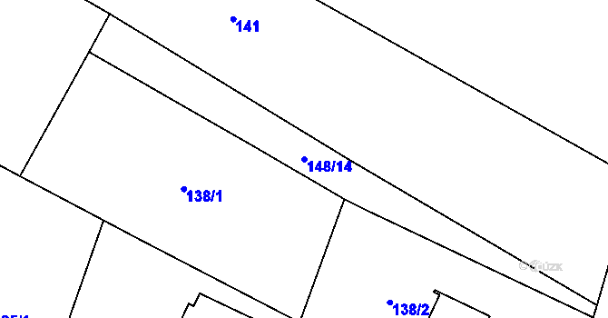Parcela st. 148/14 v KÚ Vestec u Jaroměře, Katastrální mapa