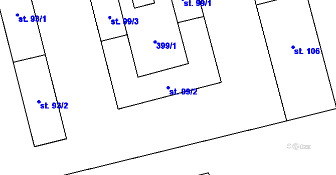 Parcela st. 99/2 v KÚ Zaloňov, Katastrální mapa