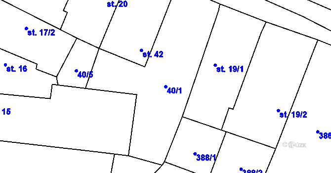 Parcela st. 40/1 v KÚ Klečaty, Katastrální mapa