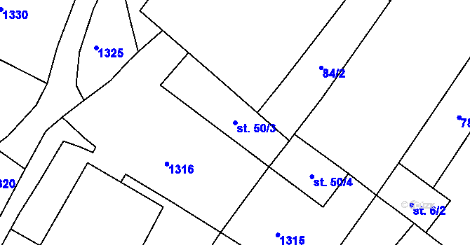 Parcela st. 50/3 v KÚ Klečaty, Katastrální mapa