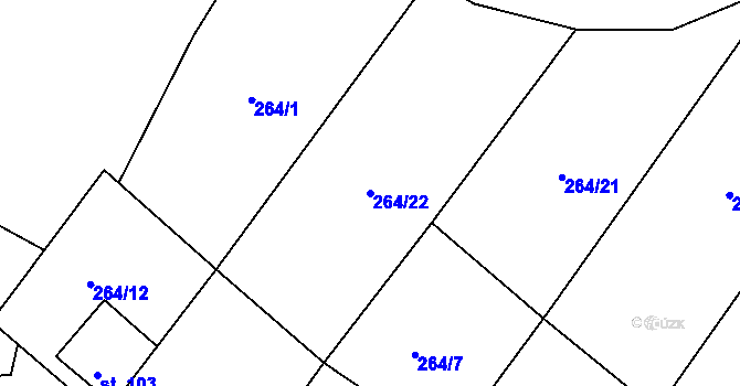 Parcela st. 264/22 v KÚ Mažice, Katastrální mapa