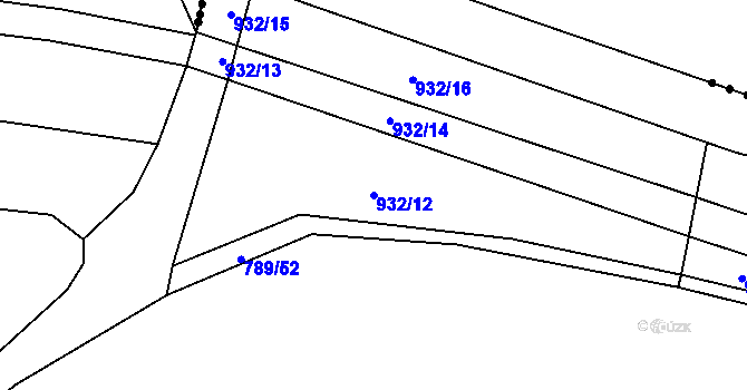 Parcela st. 932/12 v KÚ Mažice, Katastrální mapa