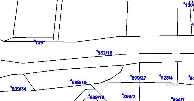 Parcela st. 932/18 v KÚ Mažice, Katastrální mapa