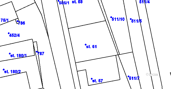 Parcela st. 61 v KÚ Zálší u Chocně, Katastrální mapa