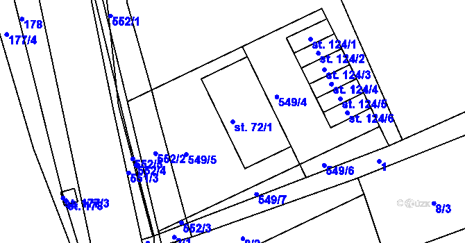Parcela st. 72/1 v KÚ Zálší u Chocně, Katastrální mapa