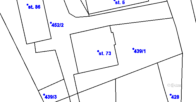Parcela st. 73 v KÚ Zálší u Chocně, Katastrální mapa