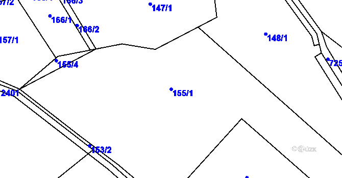 Parcela st. 155/1 v KÚ Zálší u Chocně, Katastrální mapa