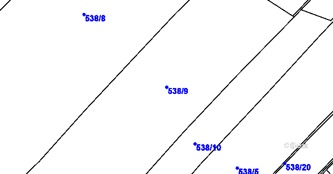Parcela st. 538/9 v KÚ Zálší u Chocně, Katastrální mapa