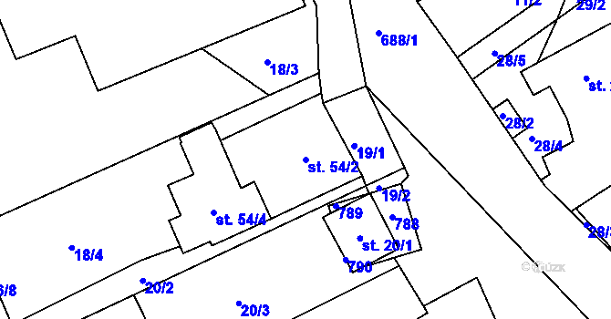Parcela st. 54/2 v KÚ Zálší u Chocně, Katastrální mapa