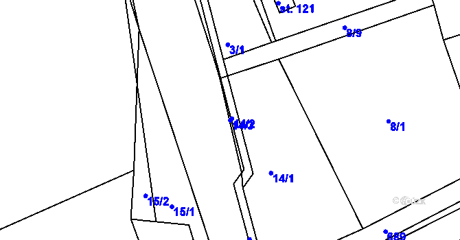 Parcela st. 14/3 v KÚ Zálší u Chocně, Katastrální mapa
