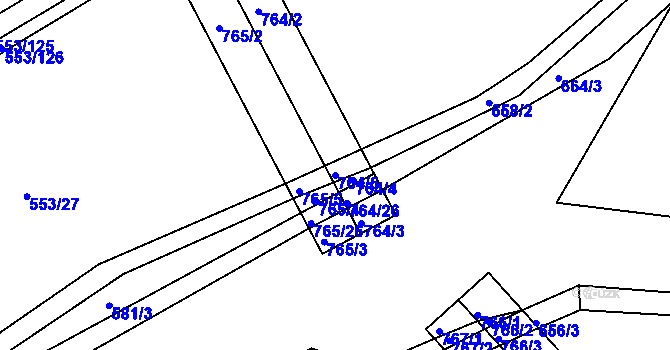 Parcela st. 764/5 v KÚ Zálší u Chocně, Katastrální mapa