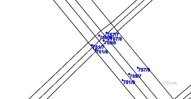 Parcela st. 751/8 v KÚ Zálší u Chocně, Katastrální mapa