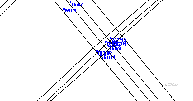 Parcela st. 751/10 v KÚ Zálší u Chocně, Katastrální mapa