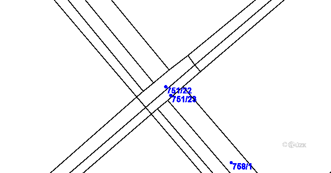 Parcela st. 751/22 v KÚ Zálší u Chocně, Katastrální mapa