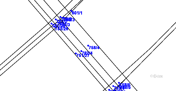 Parcela st. 758/4 v KÚ Zálší u Chocně, Katastrální mapa