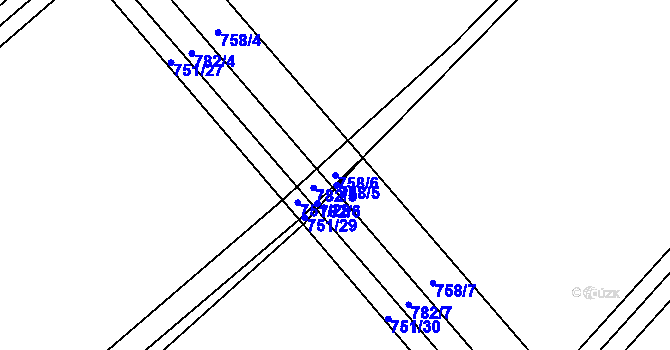 Parcela st. 758/6 v KÚ Zálší u Chocně, Katastrální mapa