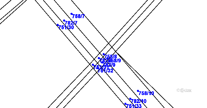 Parcela st. 758/8 v KÚ Zálší u Chocně, Katastrální mapa