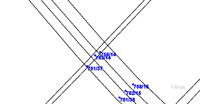 Parcela st. 758/14 v KÚ Zálší u Chocně, Katastrální mapa