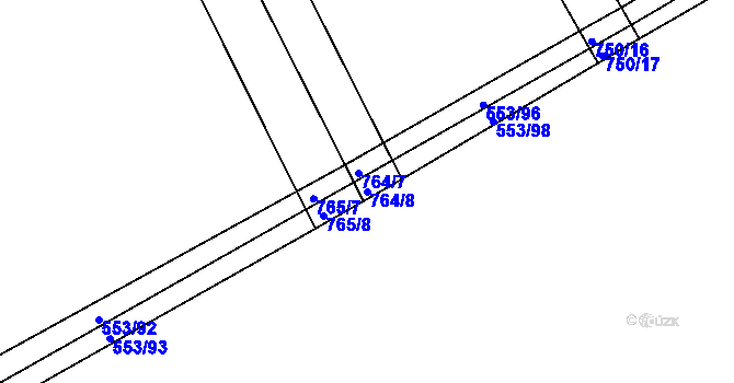 Parcela st. 764/8 v KÚ Zálší u Chocně, Katastrální mapa