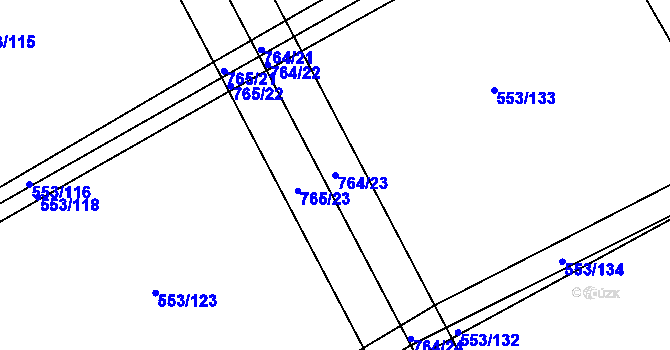 Parcela st. 764/23 v KÚ Zálší u Chocně, Katastrální mapa