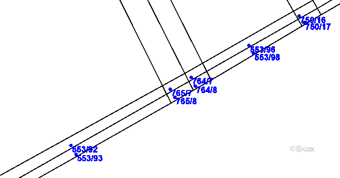 Parcela st. 765/7 v KÚ Zálší u Chocně, Katastrální mapa