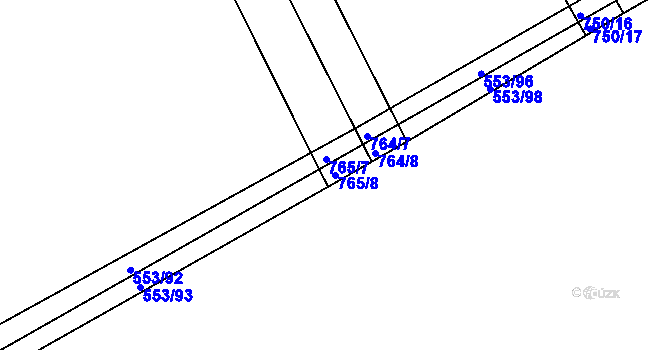 Parcela st. 765/8 v KÚ Zálší u Chocně, Katastrální mapa