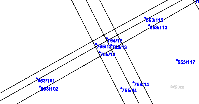 Parcela st. 765/13 v KÚ Zálší u Chocně, Katastrální mapa
