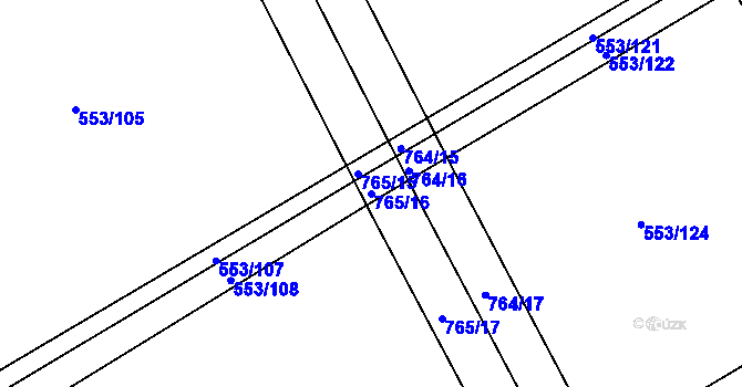 Parcela st. 765/16 v KÚ Zálší u Chocně, Katastrální mapa
