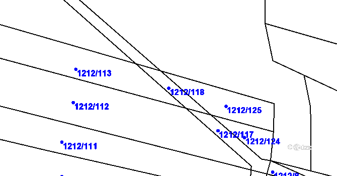 Parcela st. 1212/118 v KÚ Zalužany, Katastrální mapa