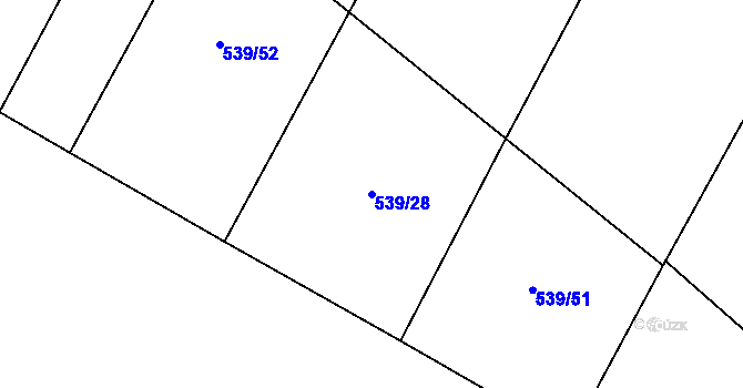 Parcela st. 539/28 v KÚ Zalužany, Katastrální mapa
