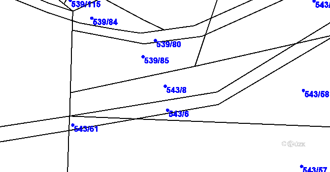 Parcela st. 543/8 v KÚ Zalužany, Katastrální mapa