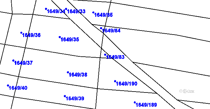 Parcela st. 1649/83 v KÚ Zalužany, Katastrální mapa