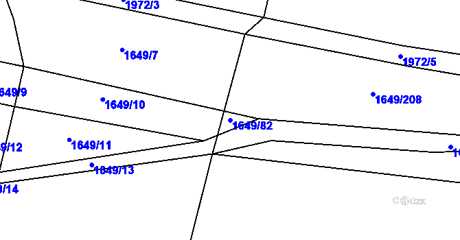 Parcela st. 1649/82 v KÚ Zalužany, Katastrální mapa