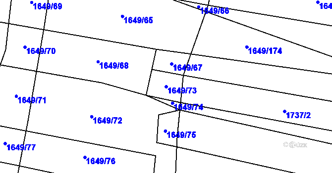 Parcela st. 1649/73 v KÚ Zalužany, Katastrální mapa
