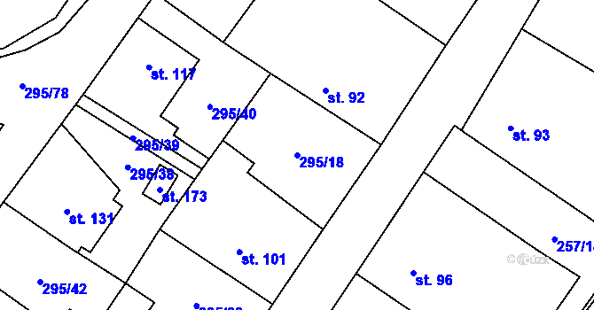 Parcela st. 295/18 v KÚ Záluží u Hořovic, Katastrální mapa