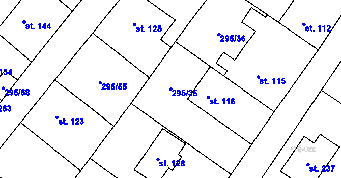 Parcela st. 295/35 v KÚ Záluží u Hořovic, Katastrální mapa
