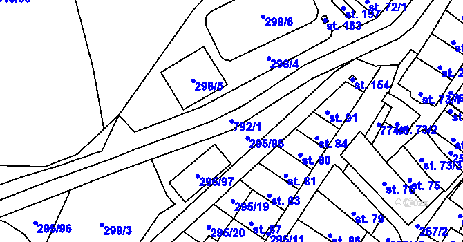 Parcela st. 792/1 v KÚ Záluží u Hořovic, Katastrální mapa