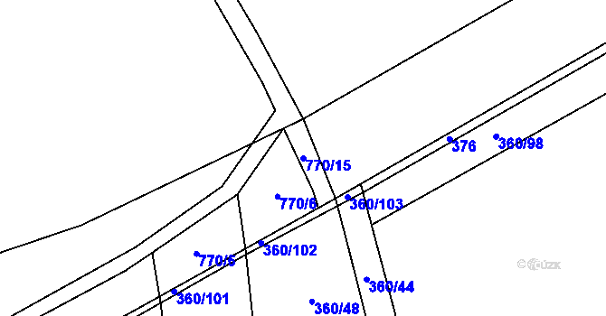 Parcela st. 770/15 v KÚ Záluží u Hořovic, Katastrální mapa