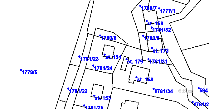 Parcela st. 154 v KÚ Chlumec, Katastrální mapa