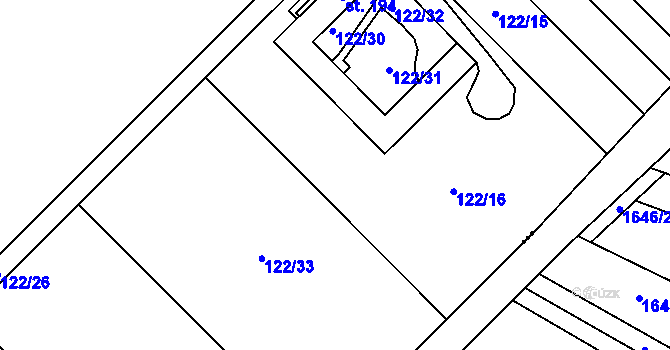 Parcela st. 122/16 v KÚ Chlumec, Katastrální mapa