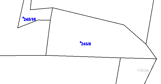 Parcela st. 245/8 v KÚ Záluží nad Vltavou, Katastrální mapa