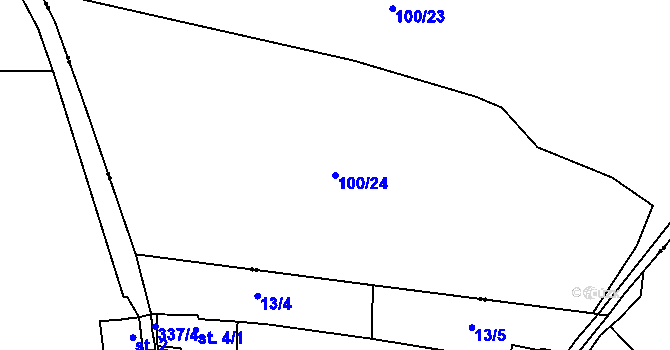 Parcela st. 100/24 v KÚ Záluží nad Vltavou, Katastrální mapa