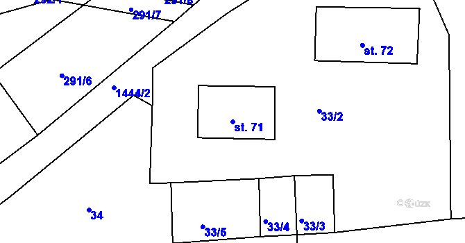 Parcela st. 71 v KÚ Záluží nad Vltavou, Katastrální mapa