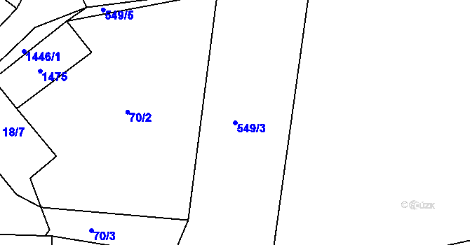 Parcela st. 549/3 v KÚ Záluží nad Vltavou, Katastrální mapa