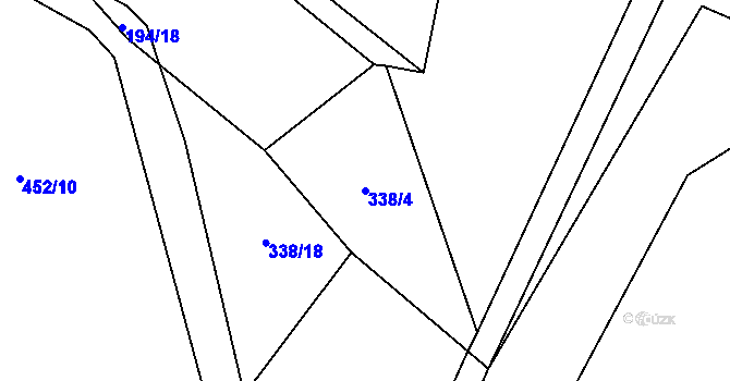 Parcela st. 338/4 v KÚ Záluží u Vodňan, Katastrální mapa